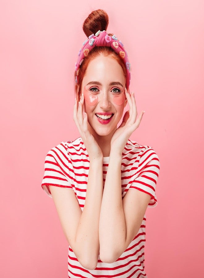 PANTIDE Valentine's Day Conversation Heart Knotted Headband - Love Candy Embellished Headband Non Slip Wide Top Knot Fashion Hairband Hair Accessories Birthday Gift for Women Girls (Hot Pink) - Image 5